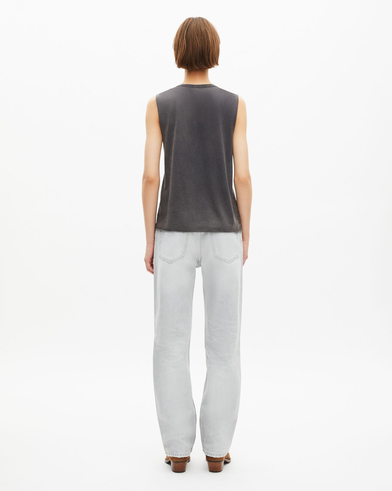 The Kooples FEMME BLACK WASHED débardeur avec sérigraphie noir délavé