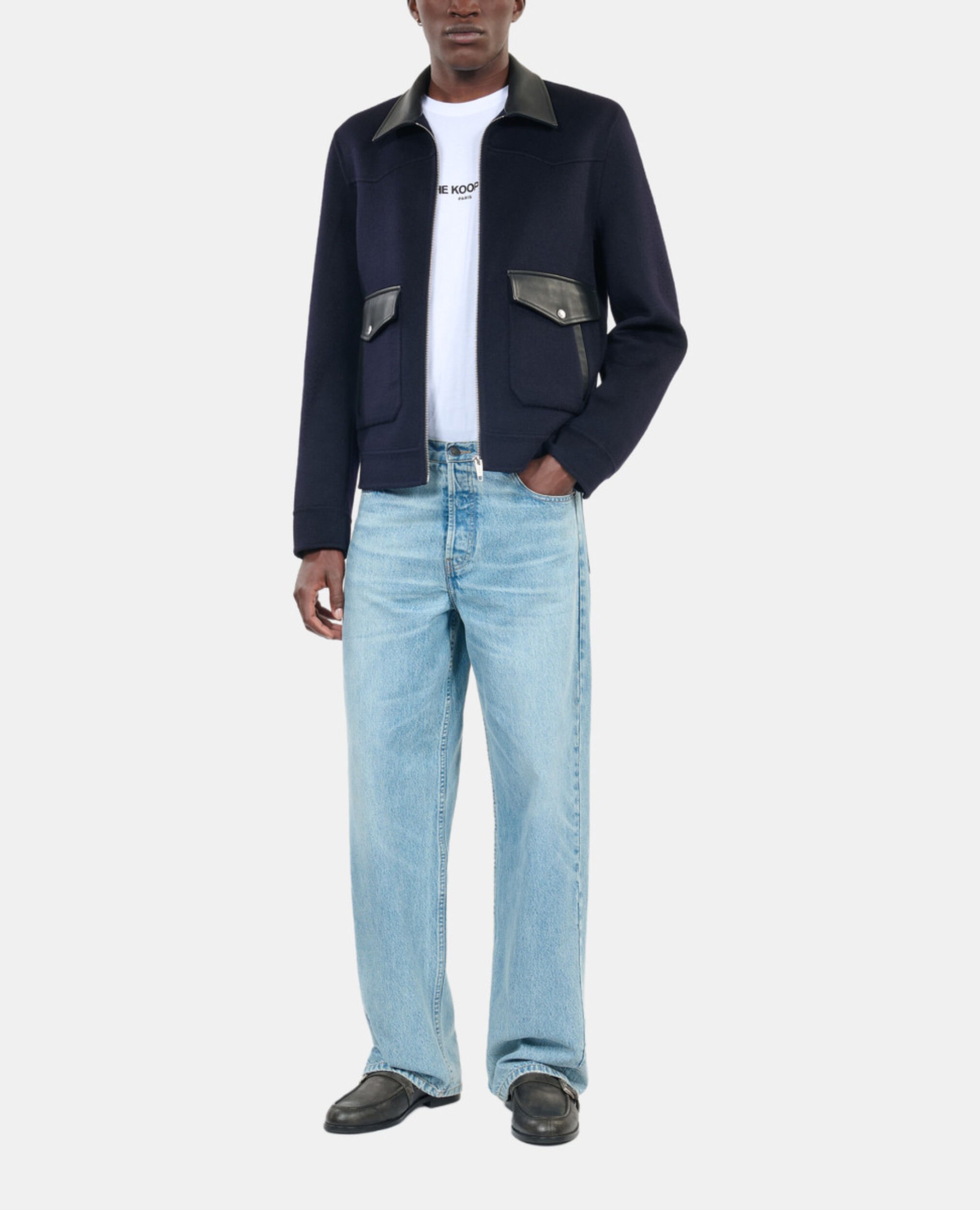 Navy blue double-faced wool jacket, NAVY, hi-res image number null