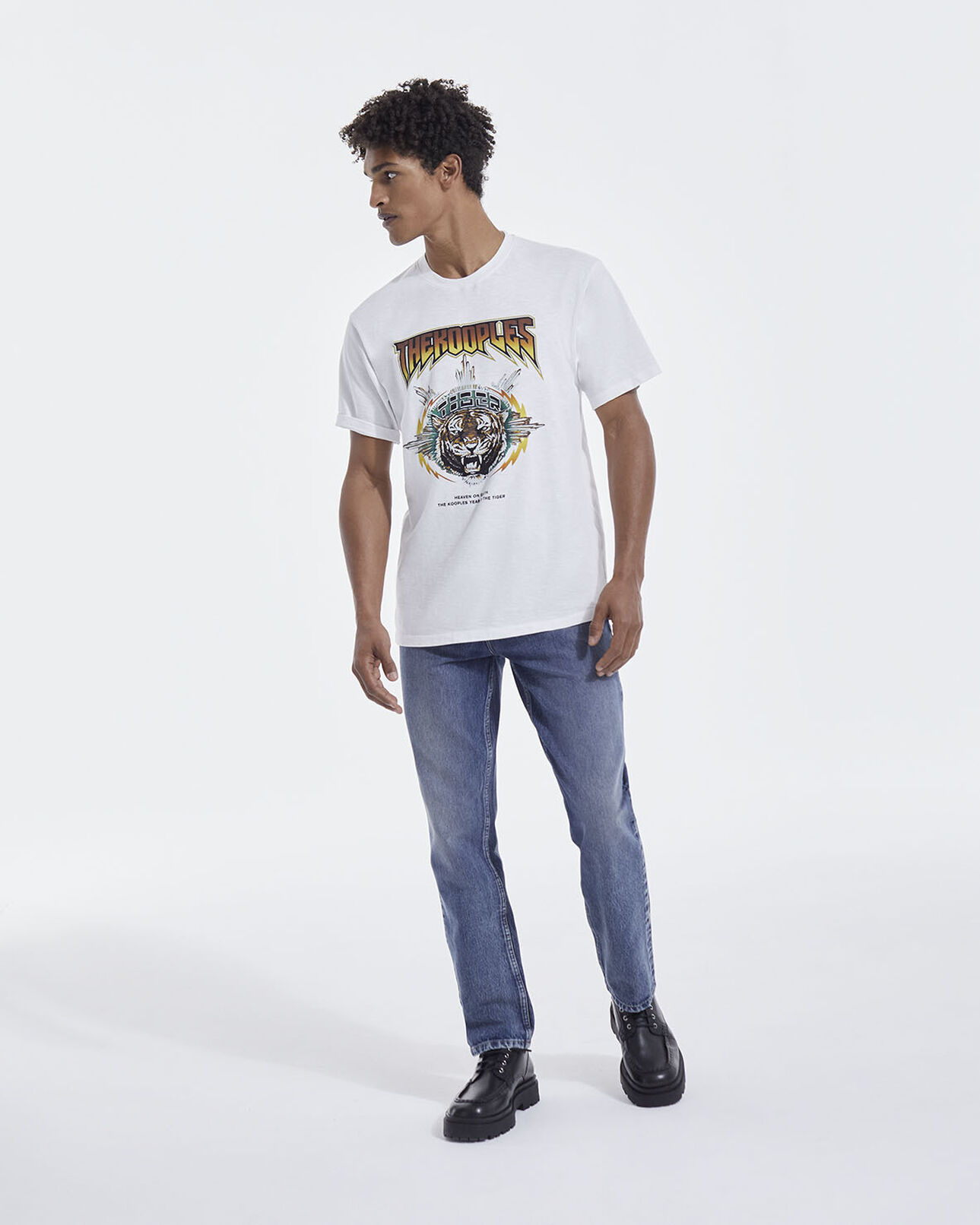 The Kooples HOMME WHITE t-shirt tigre rock blanc