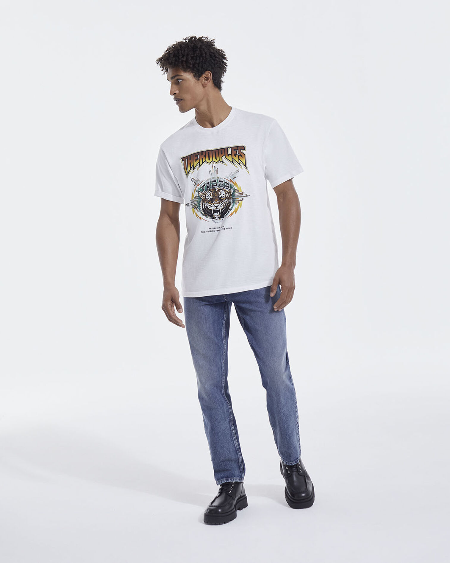 T-shirt tigre rock blanc, WHITE, hi-res image number null