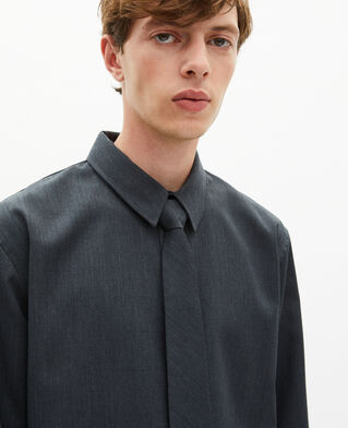 The Kooples MEN ANTHRACITE dark gray wool blend shirt with tie