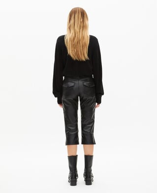 The Kooples F BLACK black leather capri pants