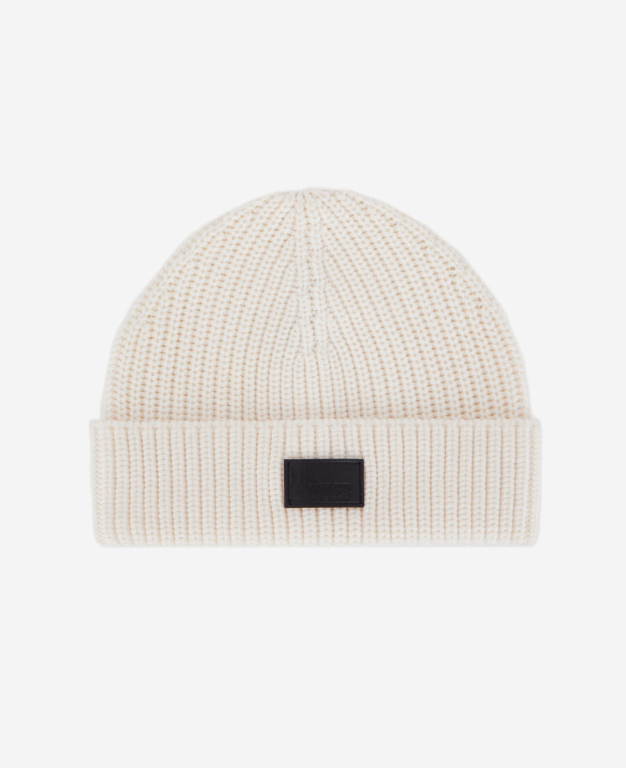 ecru ribbed wool beanie
