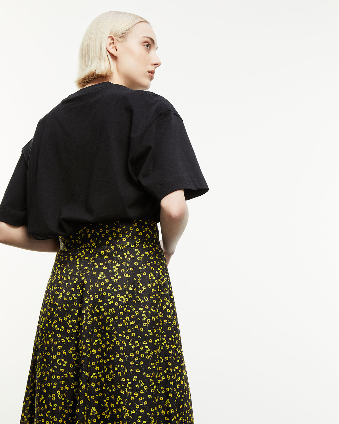 The Kooples WOMEN BLACK organic black cotton t-shirt with motif