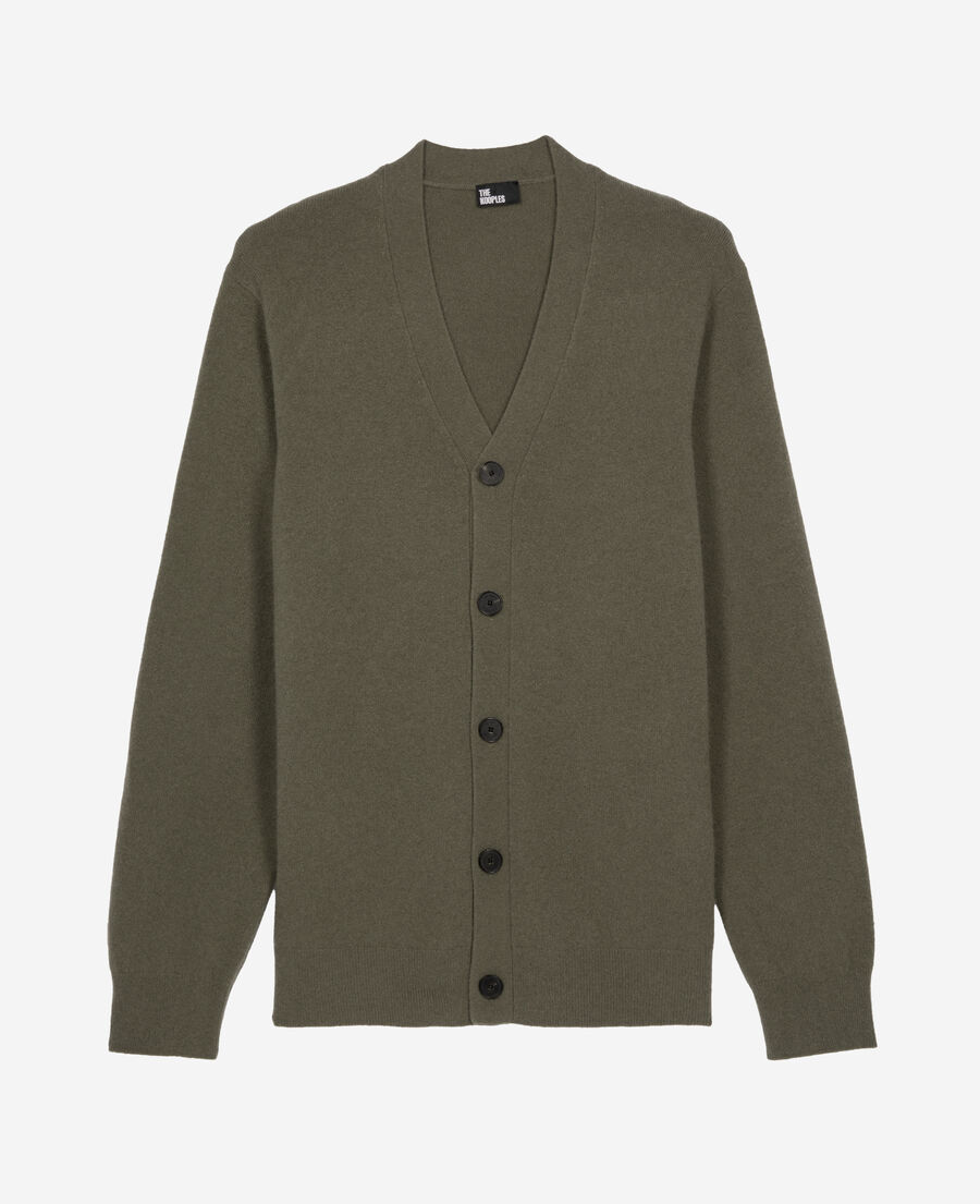 The Kooples MEN OLIVE KAKI khaki cashmere cardigan