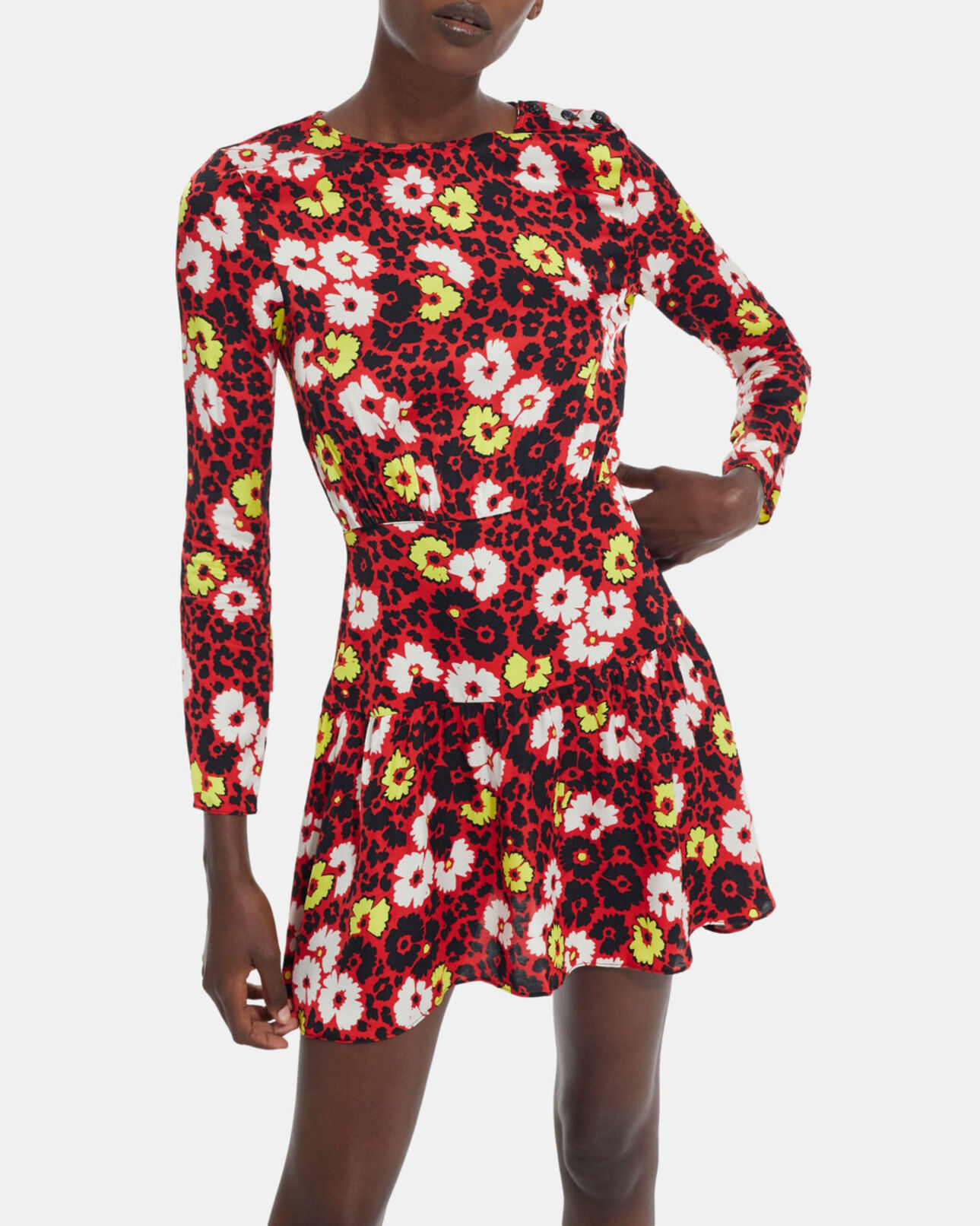 The Kooples FEMME RED / YELLOW robe courte imprimé fleuri