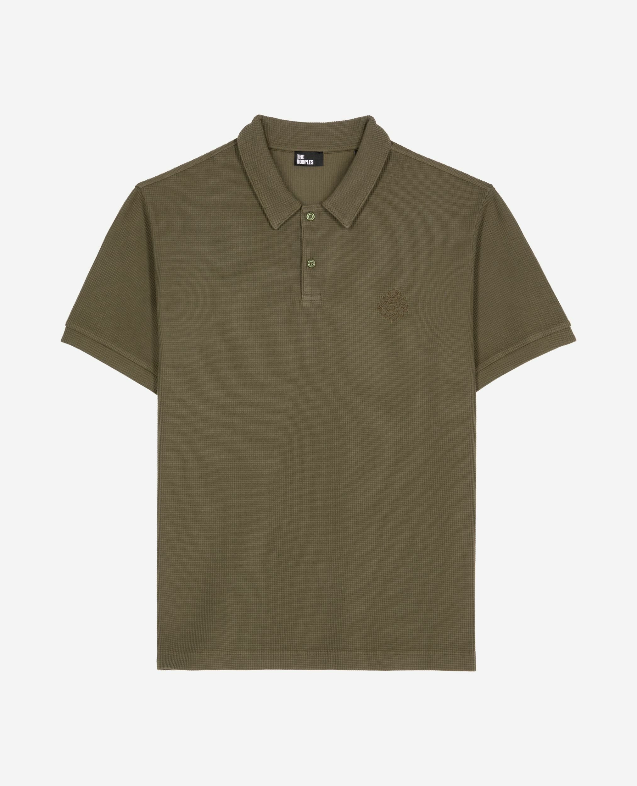 Polo en nid d'abeille avec blason kaki, KAKI, hi-res image number null