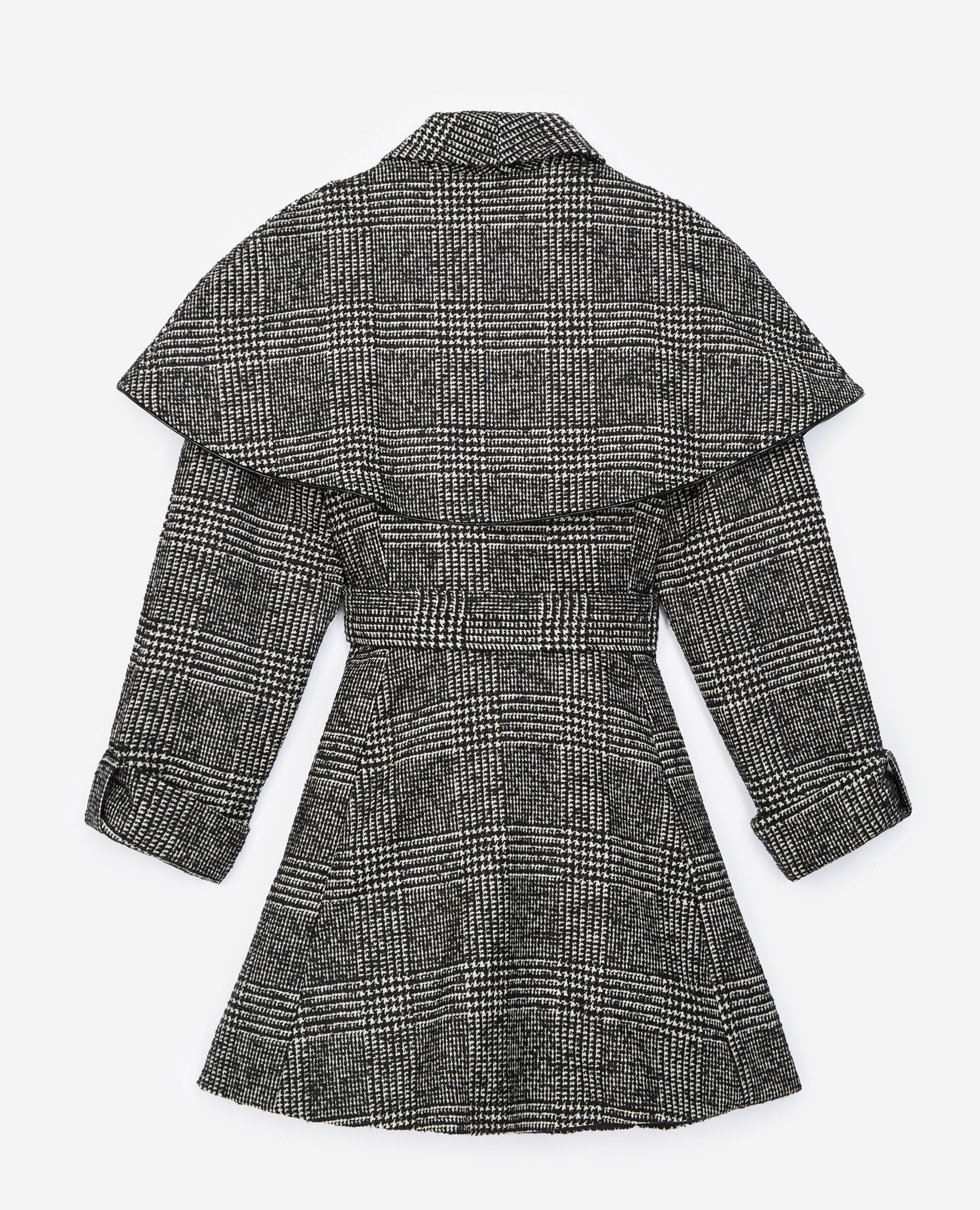 Manteau laine bicolore façon cape, BLACK WHITE, hi-res image number null