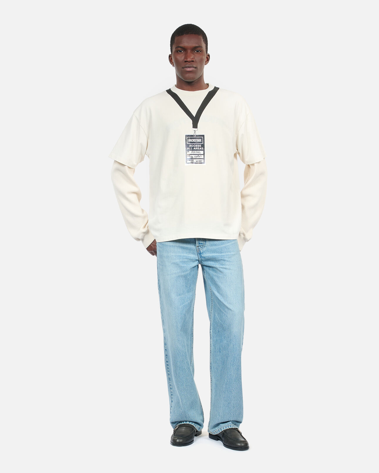 The Kooples MEN ECRU white backstage serigraphy t-shirt