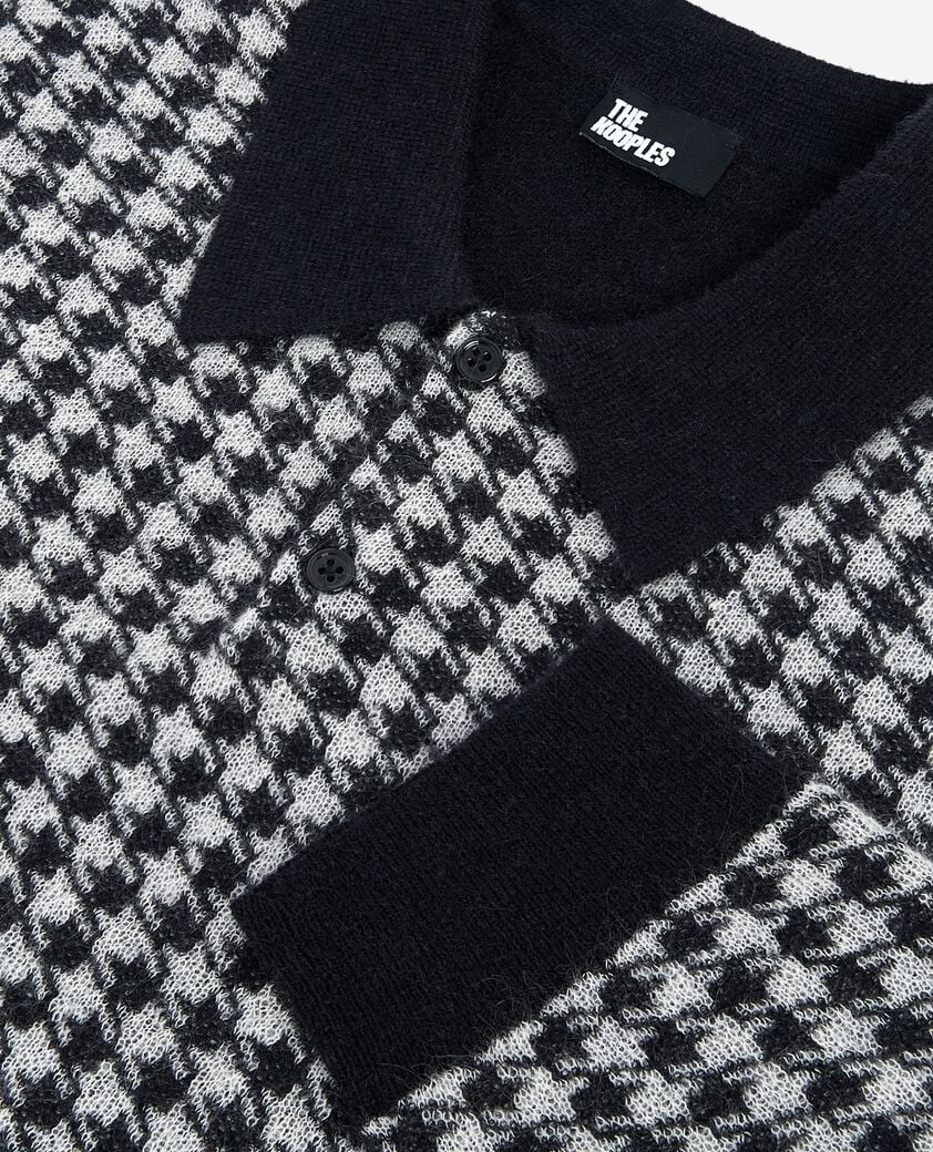 The Kooples HOMME BLACK WHITE pull en pied de poule noir