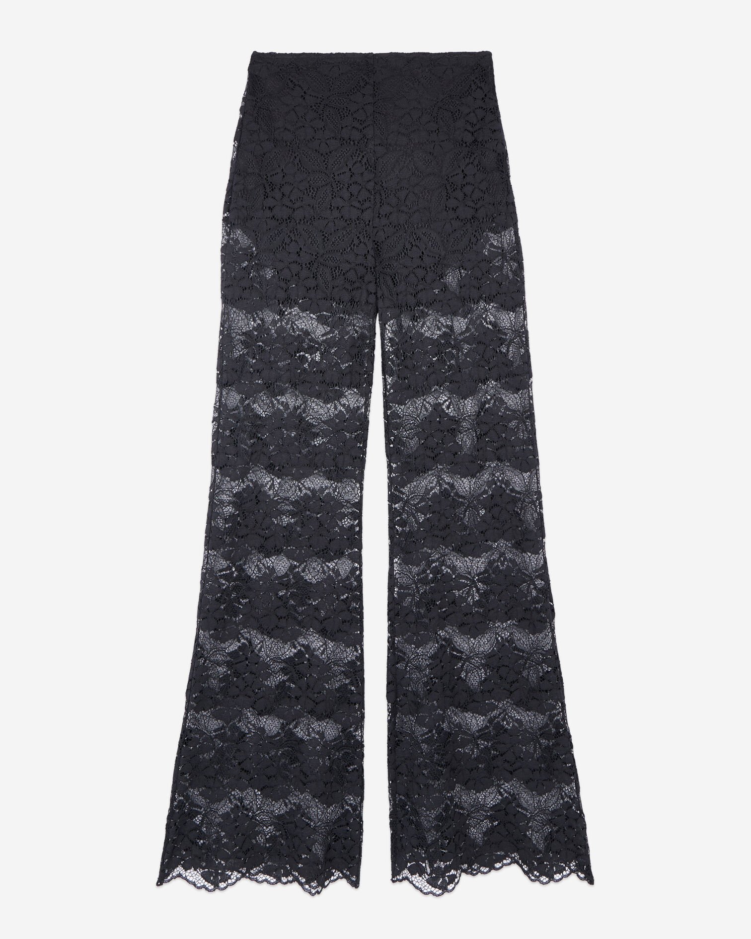 Pantalon flare en dentelle noir, BLACK, hi-res image number null