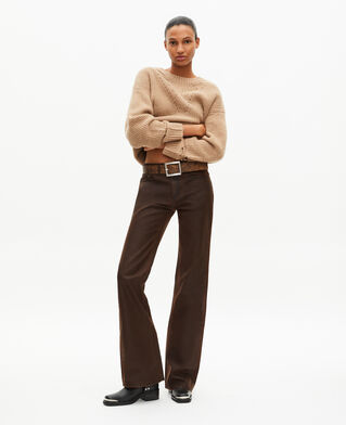 The Kooples H BROWN brown vintage-effect belt