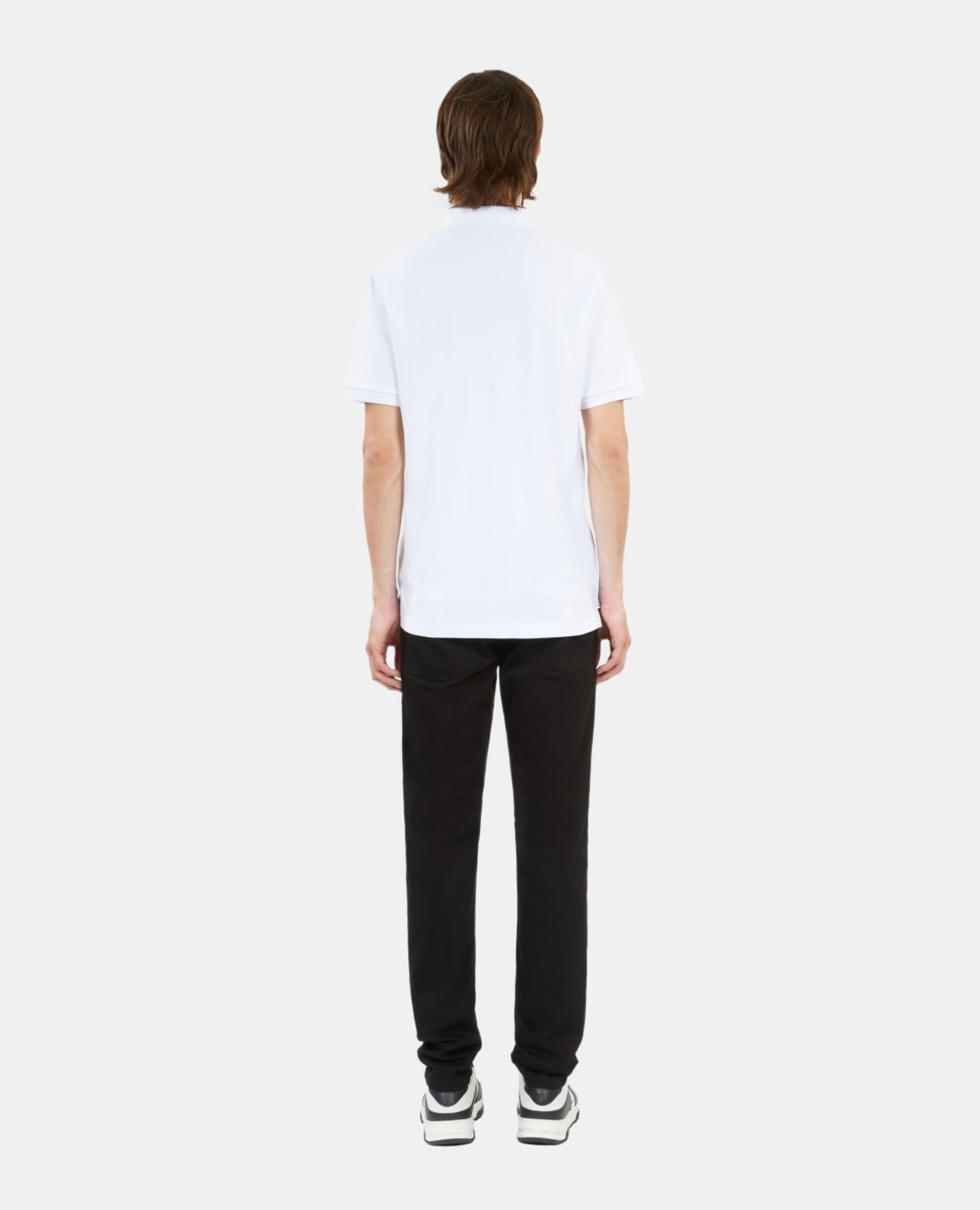 White pique cotton polo t-shirt, WHITE, hi-res image number null