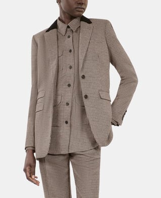 The Kooples F BEIGE-BROWN beige houndstooth suit jacket