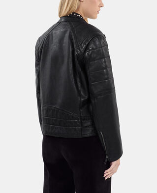 The Kooples WOMEN BLACK black leather biker jacket