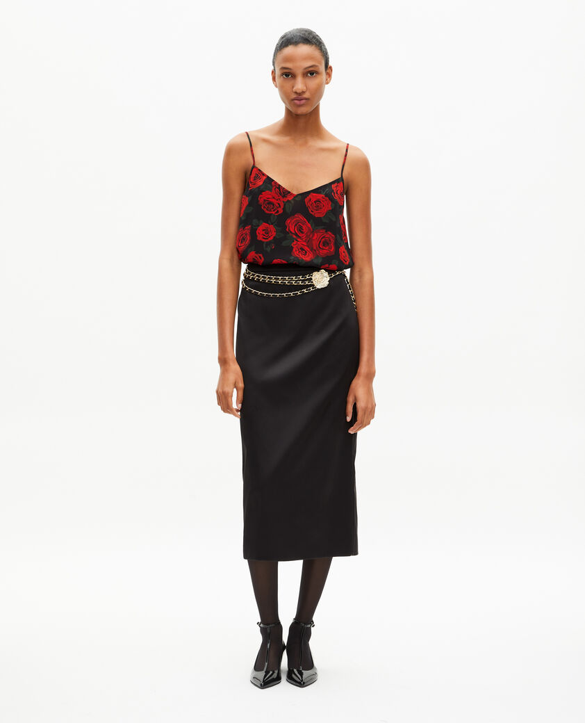 The Kooples FEMME BLACK - RED caraco imprim&eacute; fleuri rouge