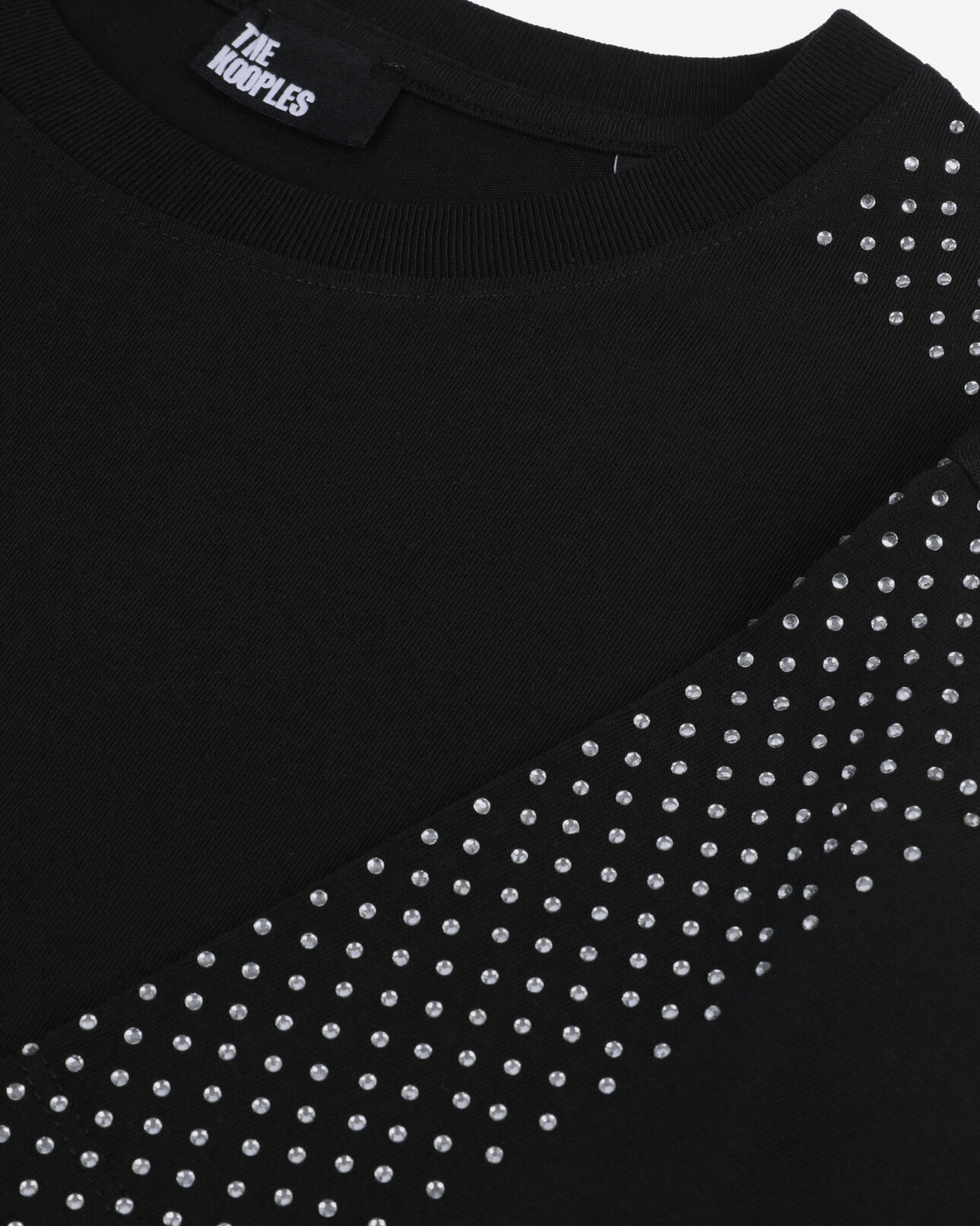 The Kooples WOMEN BLACK women's black t-shirt with rhinestones