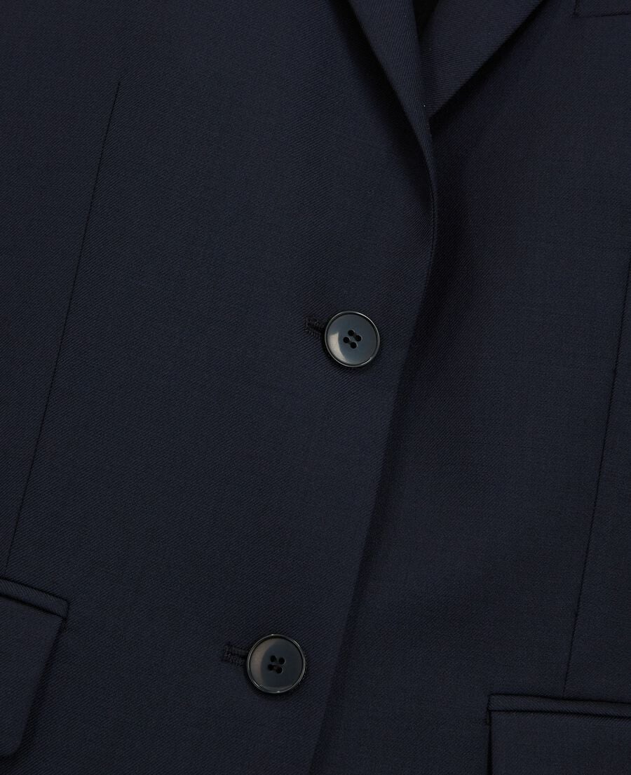 The Kooples FEMME NAVY veste tailleur en laine coupe cintr&eacute;e bleu marine