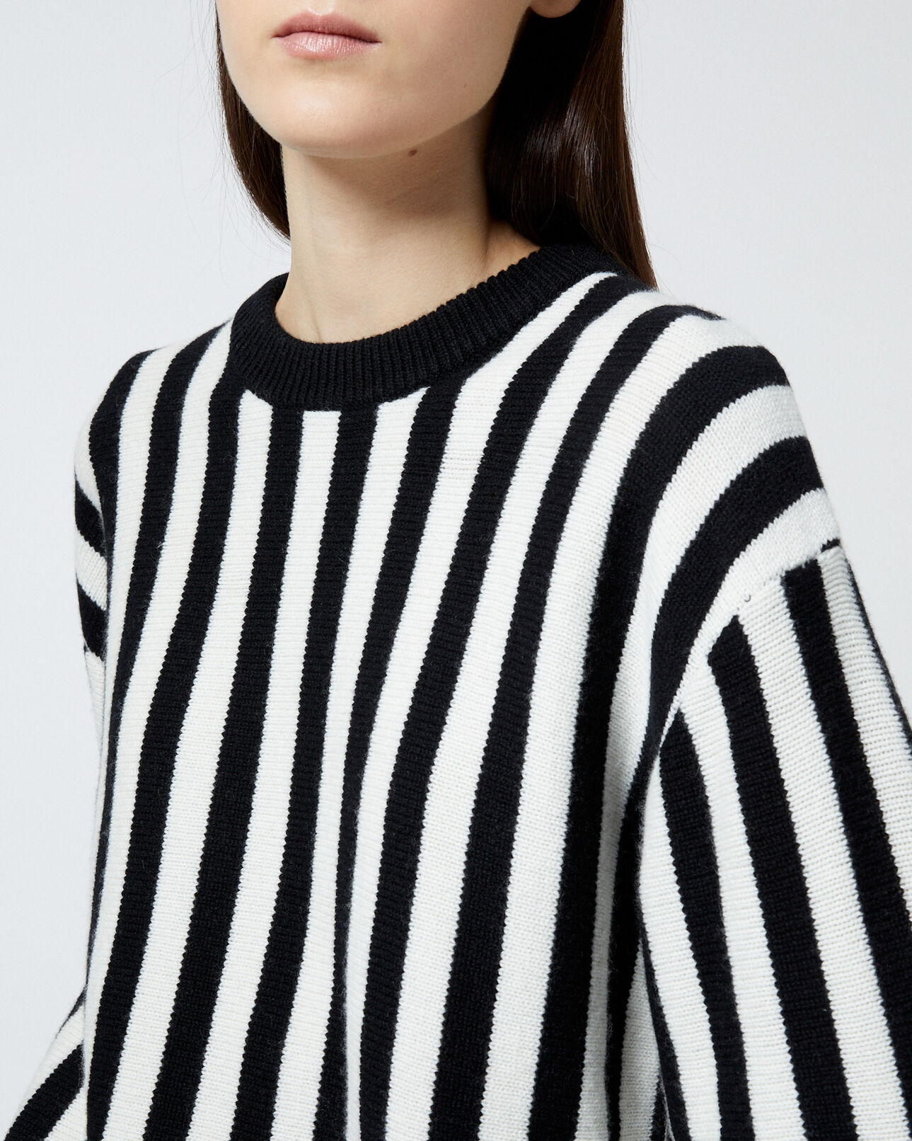 The Kooples FEMME BLACK pull col rond rayures noires