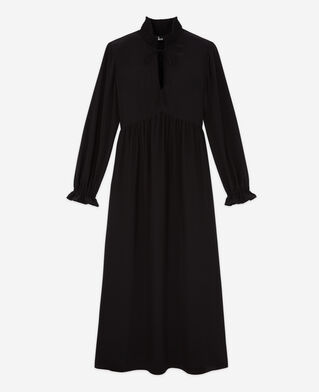 The Kooples WOMEN BLACK long black silk dress