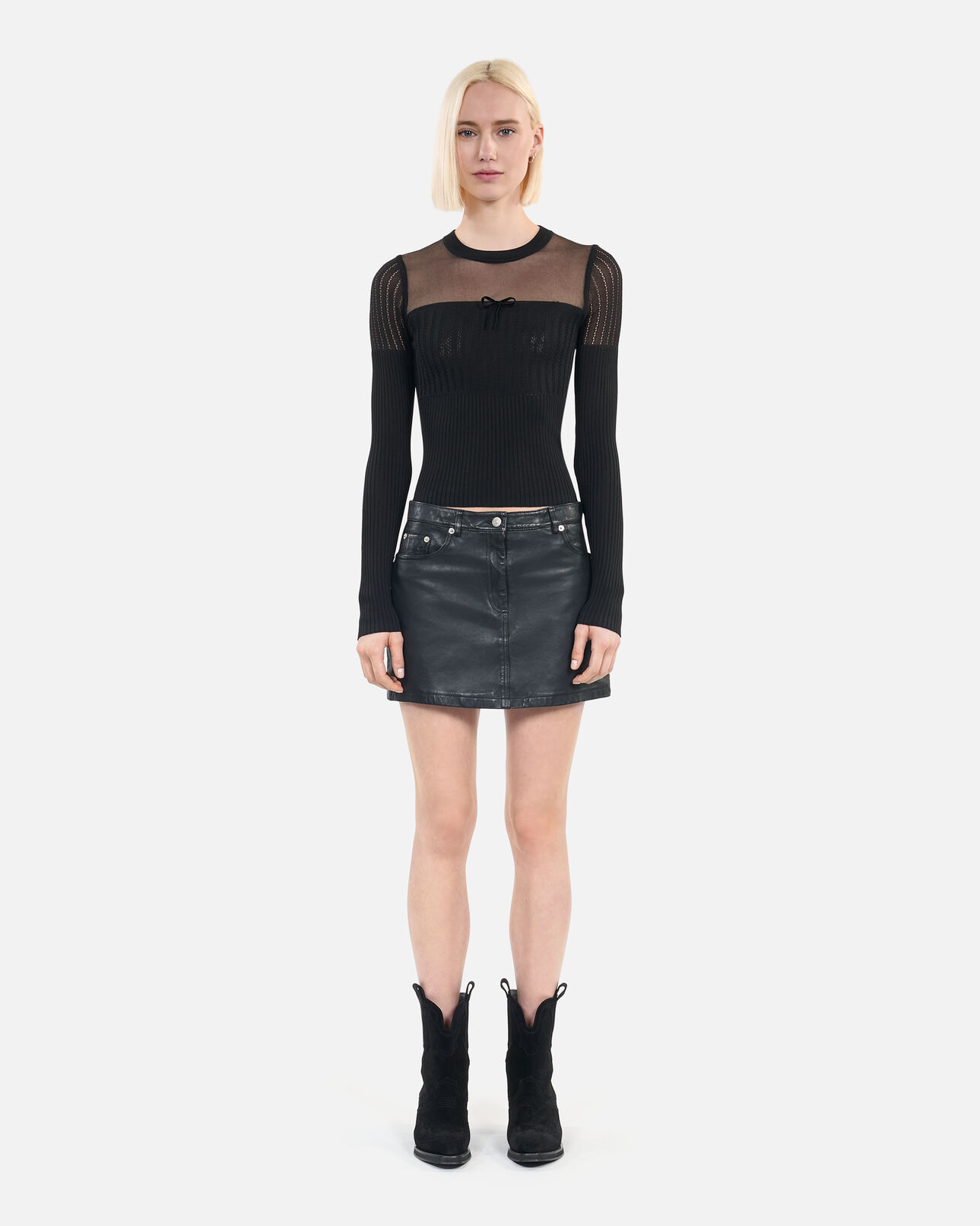 The Kooples FEMME BLACK pull en maille ajourée noir