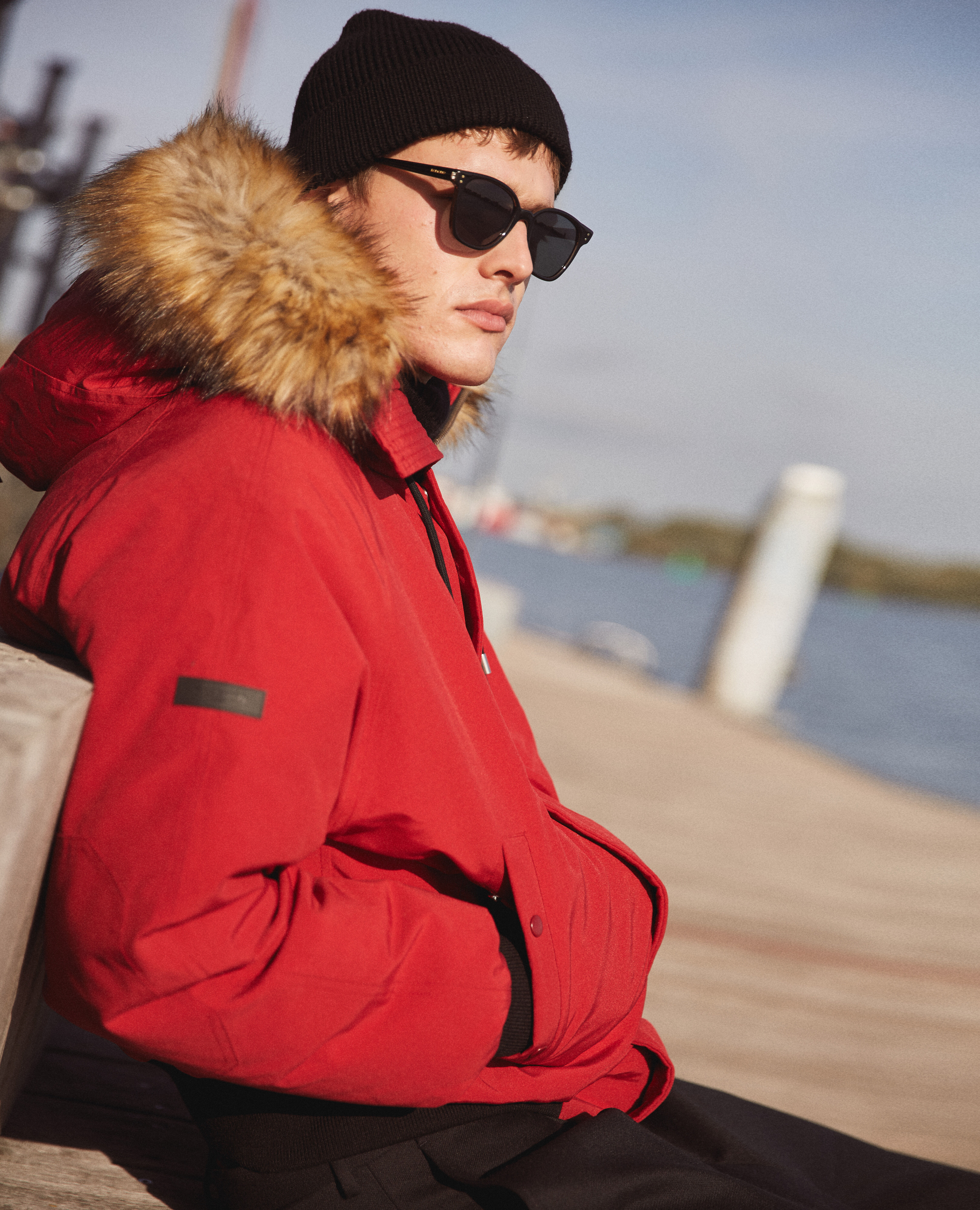 Short red puffer jacket store
