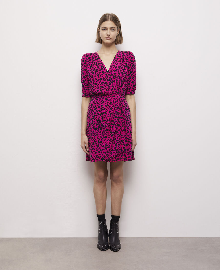 vestido cruzado corto estampado