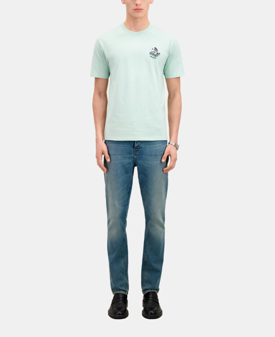 t-shirt homme vert avec broderie vintage skull