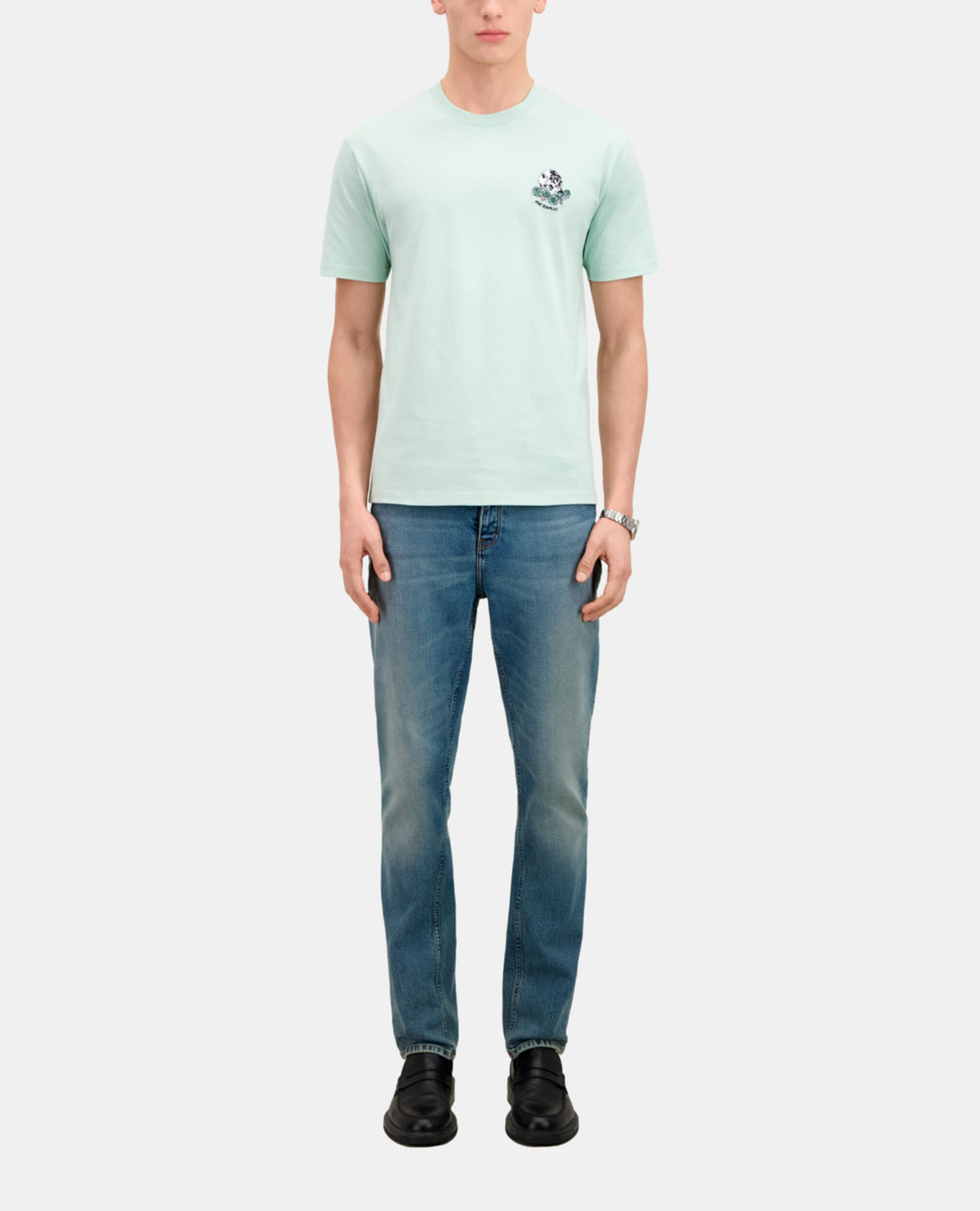 T-shirt Homme vert avec broderie Vintage skull, OCEAN, hi-res image number null