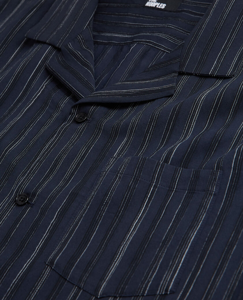 The Kooples H DARK NAVY-ECRU navy blue striped shirt