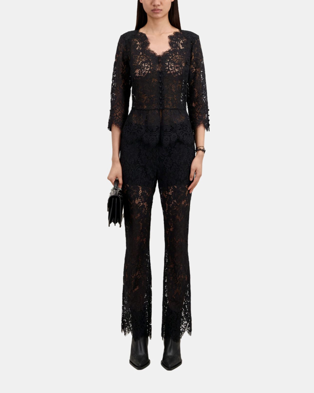 The Kooples FEMME BLACK top en dentelle noir
