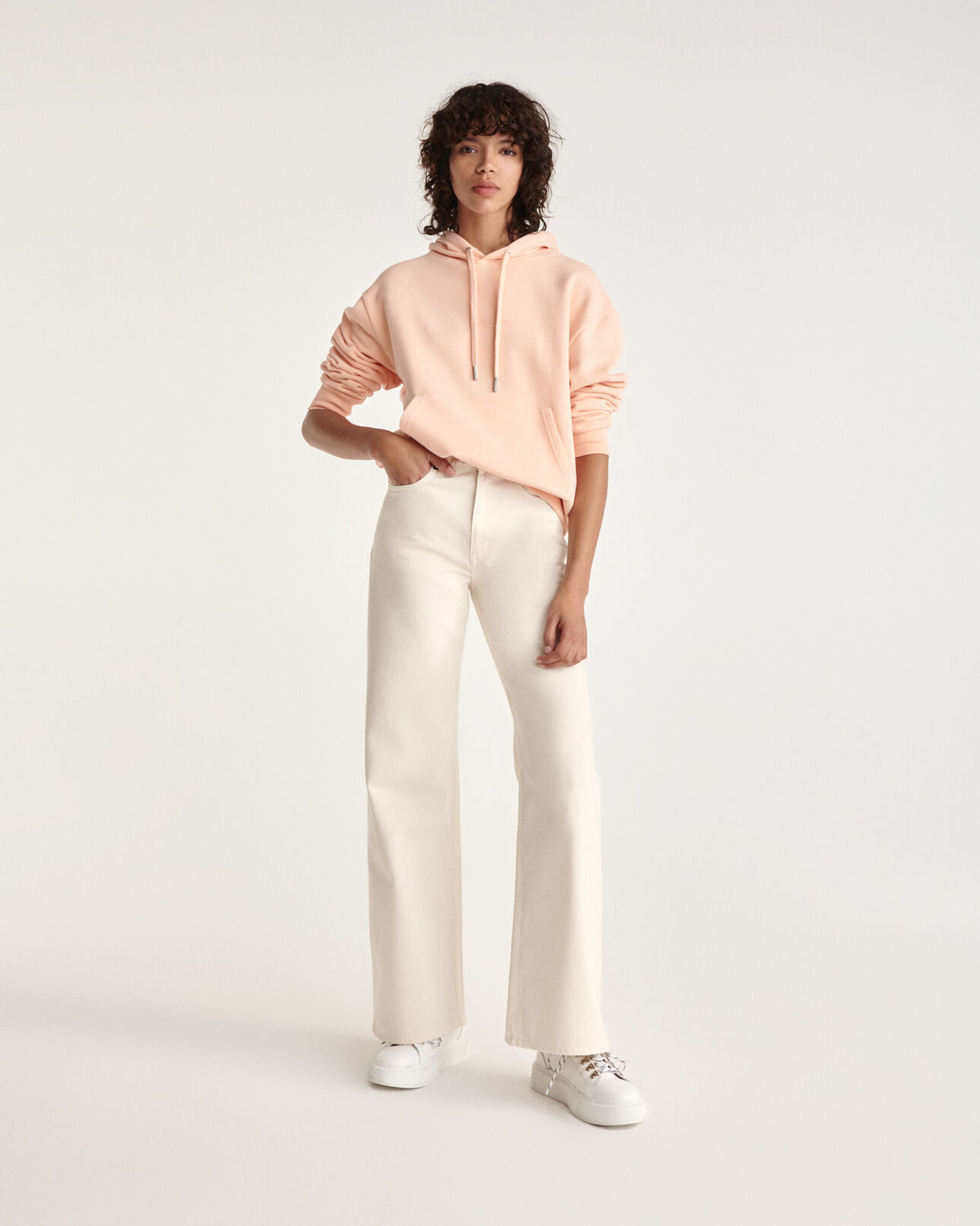 The Kooples FEMME PRAIRIE SUNSET sweat corail coton à capuche logo centré