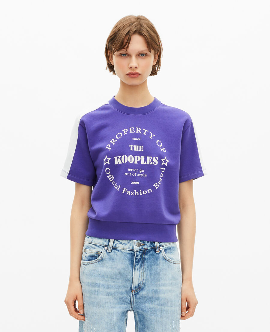 The Kooples WOMEN ELECTRIC BLUE short-sleeved sweatshirt with purple screen print