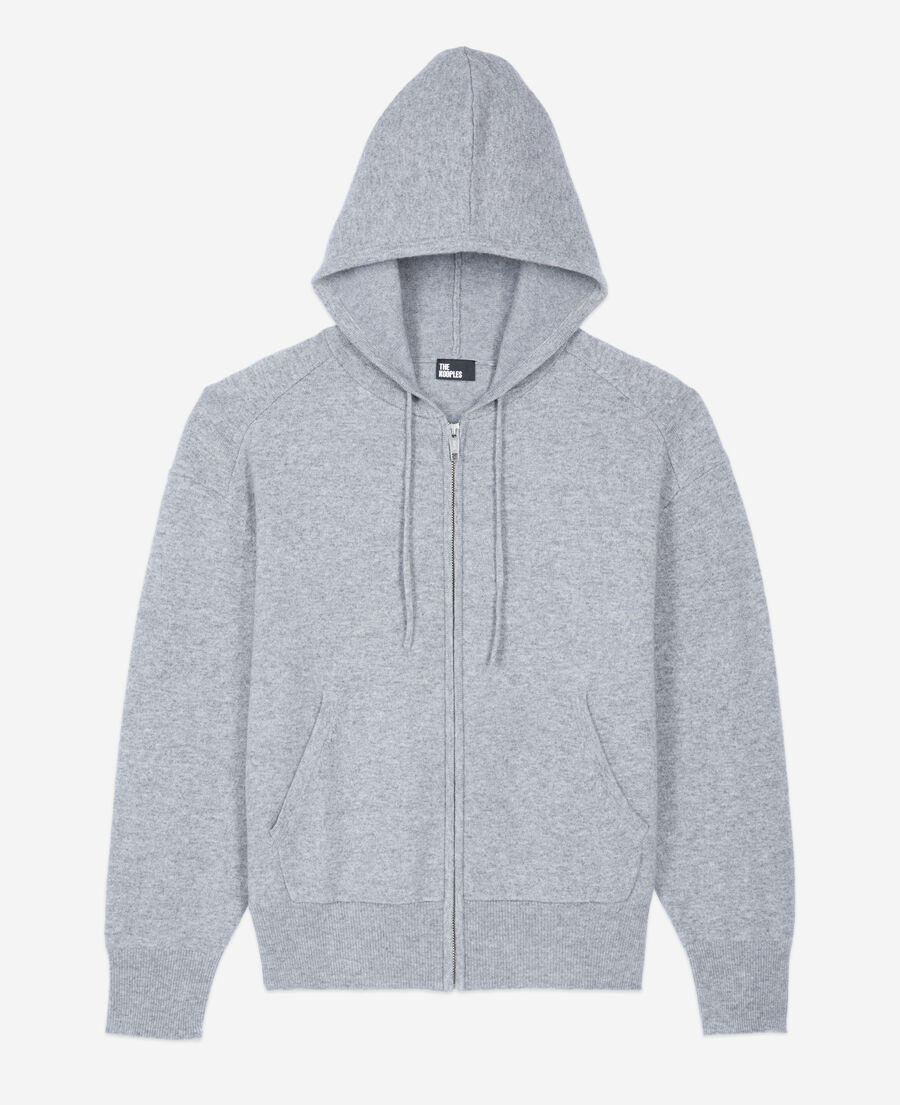 The Kooples F MIDDLE GREY MEL grey wool and cashmere hoodie