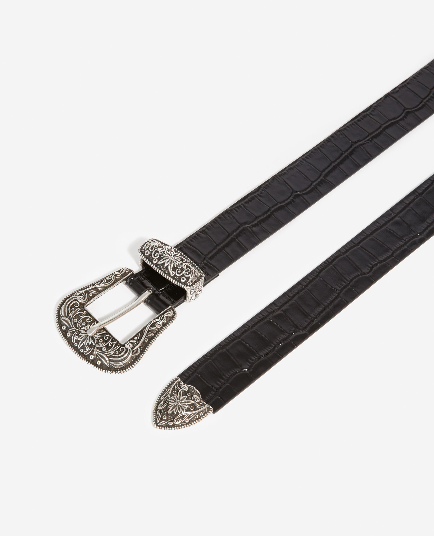 Ceinture cuir taille basse effet croco