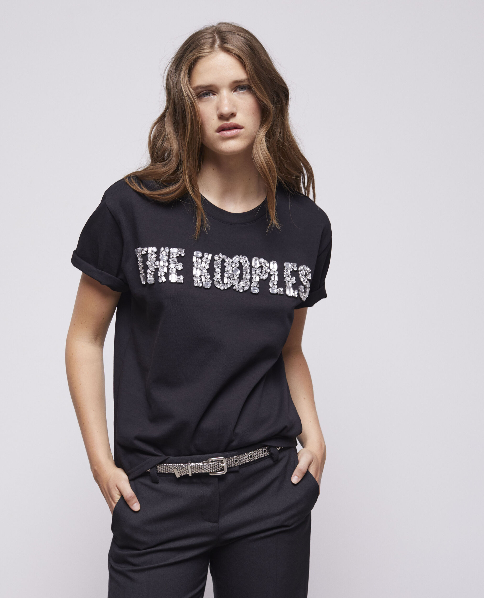Women's the kooples logo t-shirt, BLACK, hi-res image number null