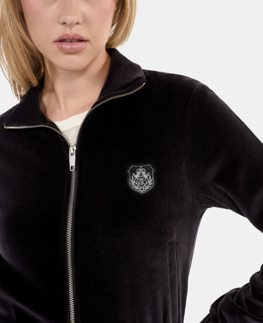 The Kooples FEMME BLACK sweatshirt logo en velours noir