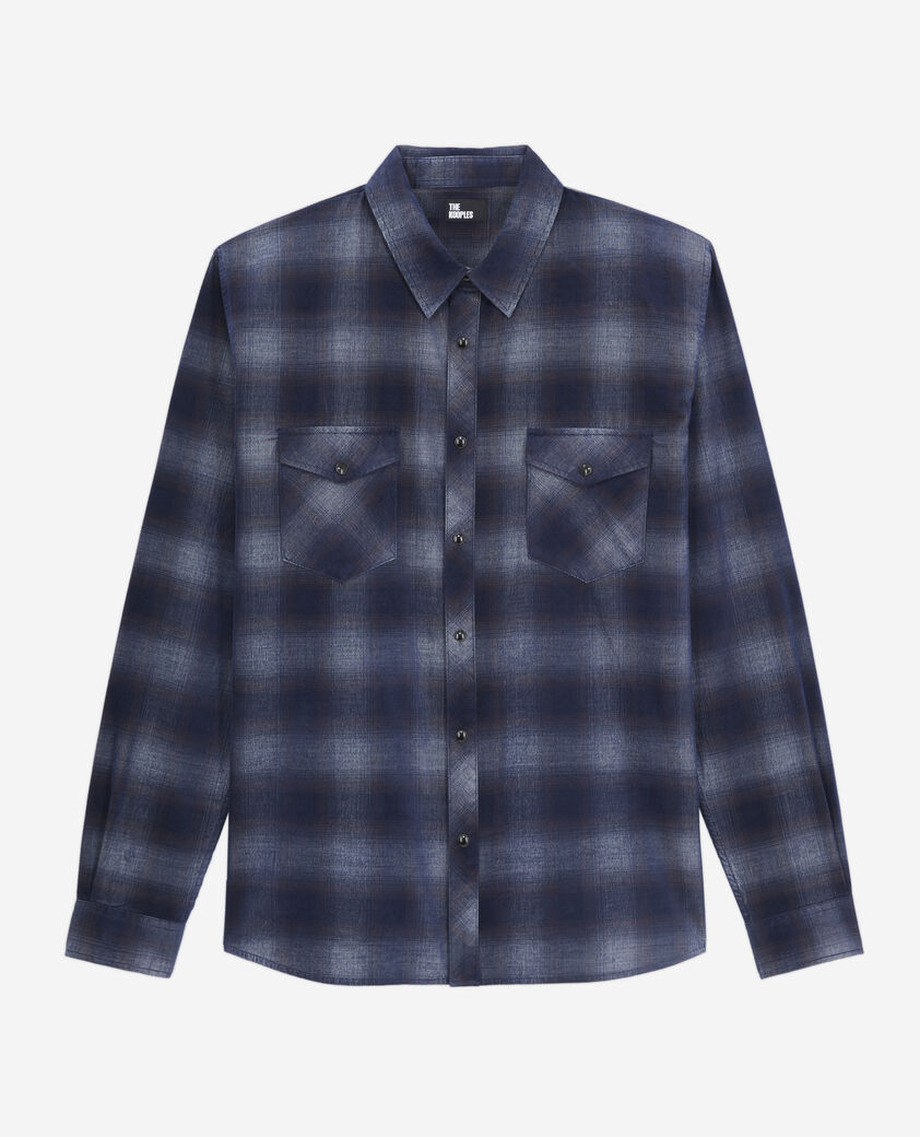 The Kooples HOMME NAVY chemise à carreaux bleus