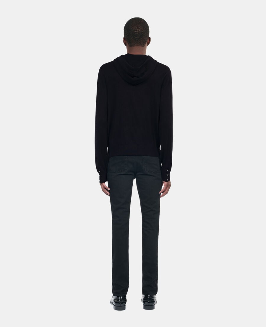 The Kooples HOMME BLACK cardigan à capuche en laine noir