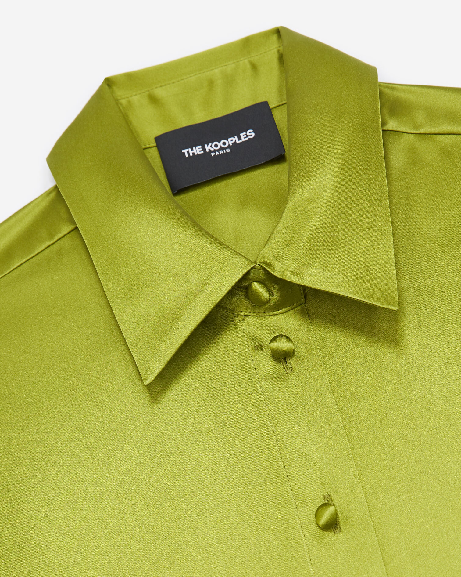 Khaki silk shirt with French cuffs, KAKI, hi-res image number null