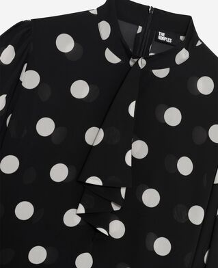The Kooples WOMEN BLACK WHITE black silk blend polka dot print top