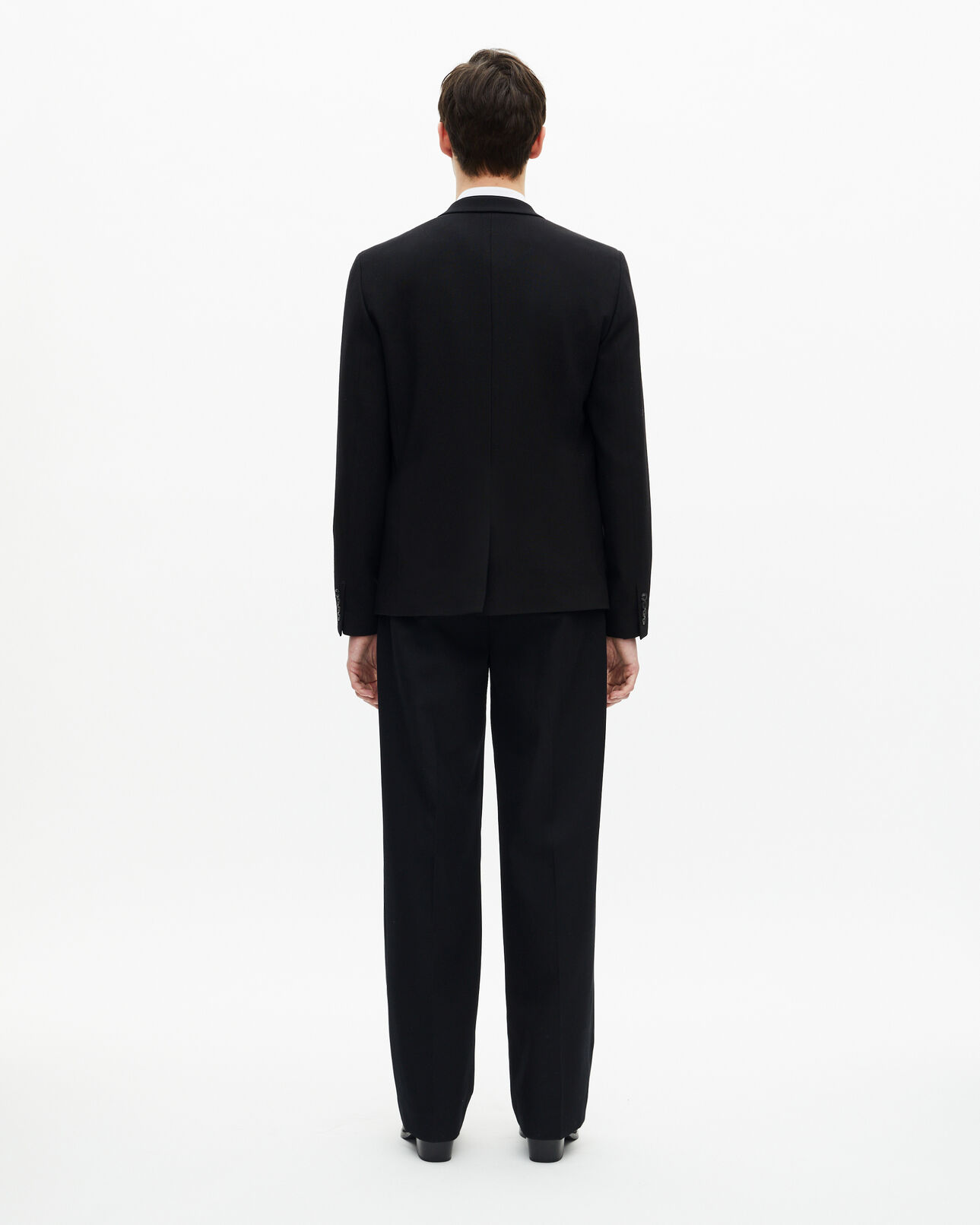 The Kooples MEN BLACK straight-cut black wool piqué jacket