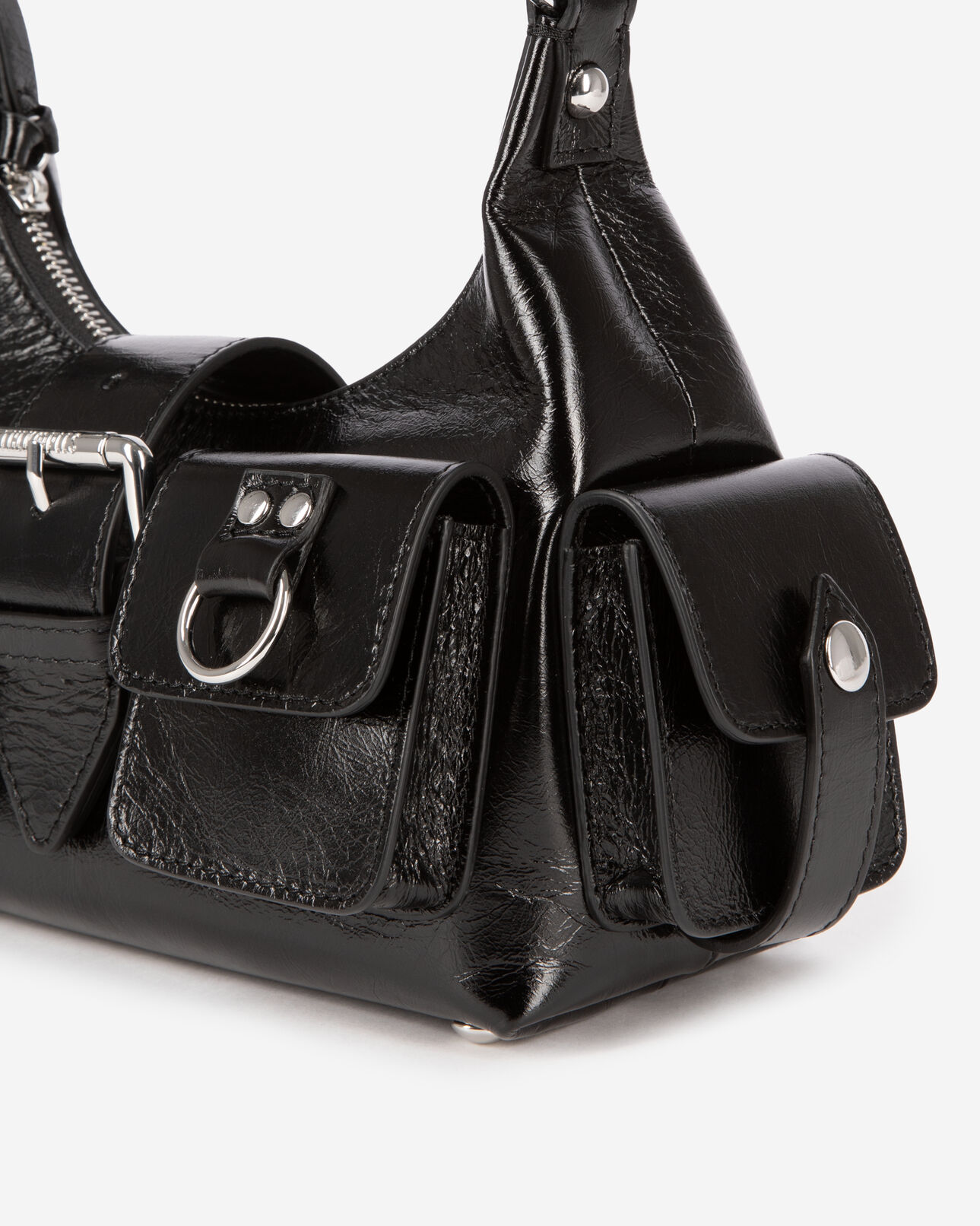 The Kooples FEMME BLACK sac amelia small en cuir craquelé noir