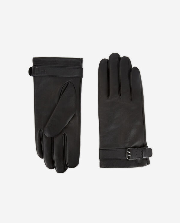 gants en cuir noir