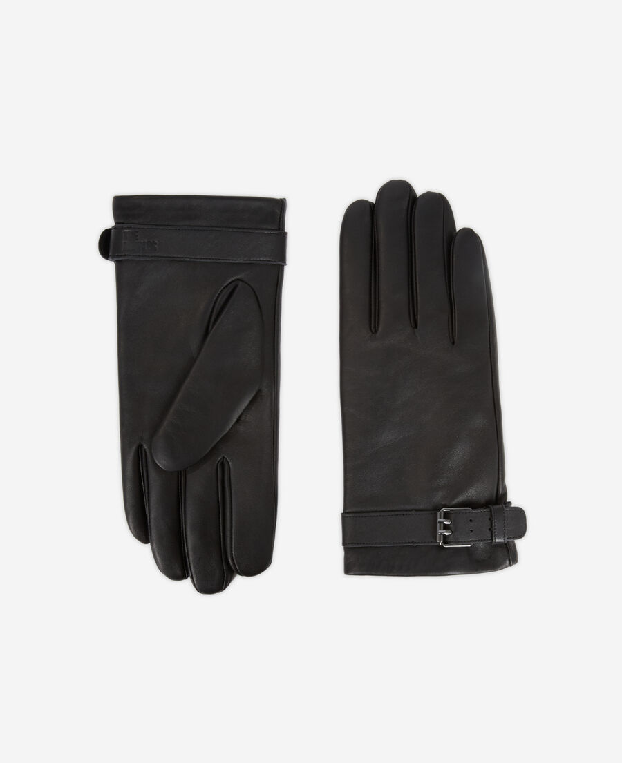 gants en cuir noir