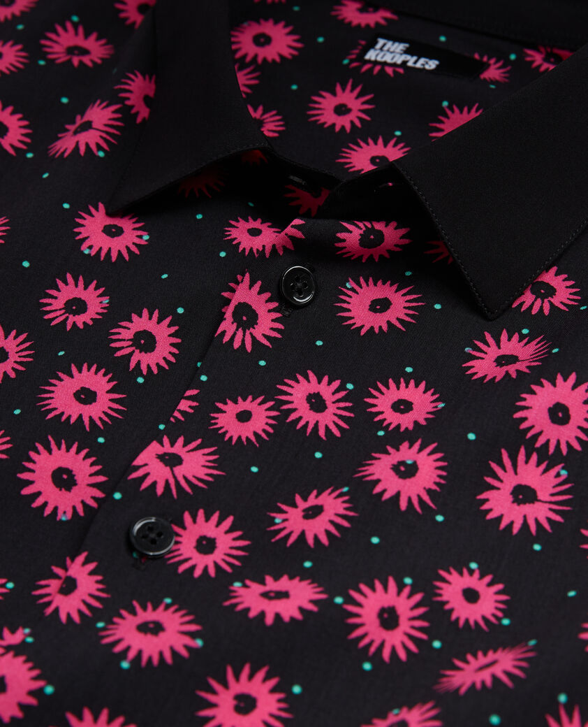 The Kooples HERREN BLACK / PINK hemd mit klassischem kragen und print