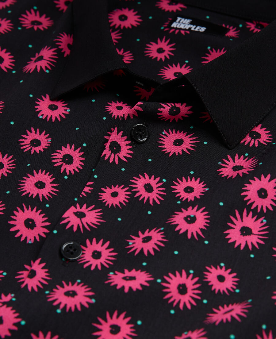 The Kooples HERREN BLACK / PINK hemd mit klassischem kragen und print