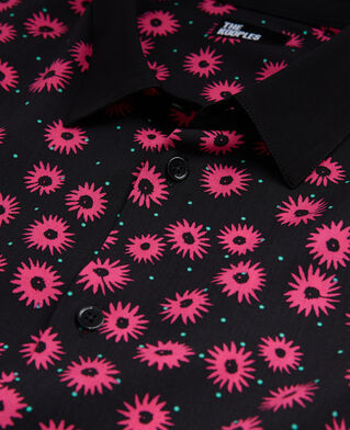 The Kooples HERREN BLACK / PINK hemd mit klassischem kragen und print