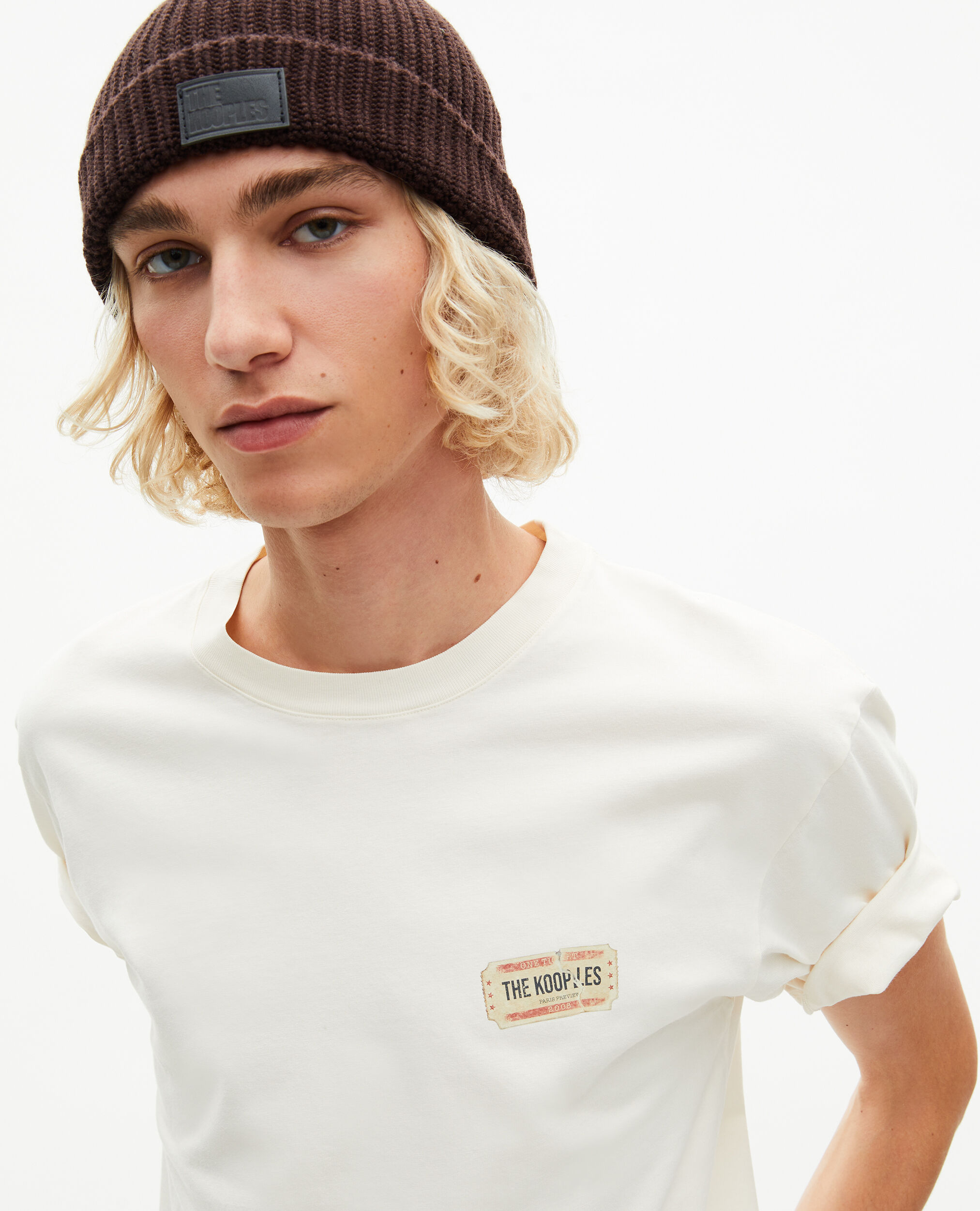 T-shirt with ecru screen print, ECRU, hi-res image number null