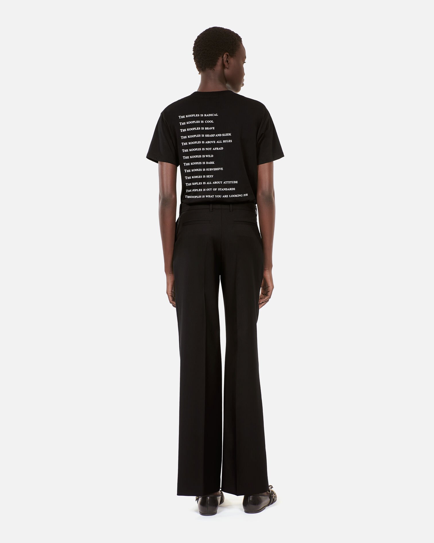 Pantalon tailleur en laine coupe droite noir , BLACK, hi-res image number null